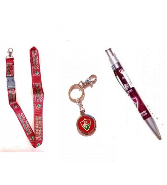 Kit 01 Caneta esferografica + 01chaveiro de metal e 01cordao do Fluminense